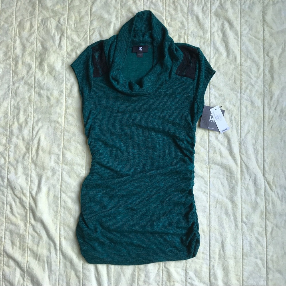 NWT Cowl-neck sweater with lace detail